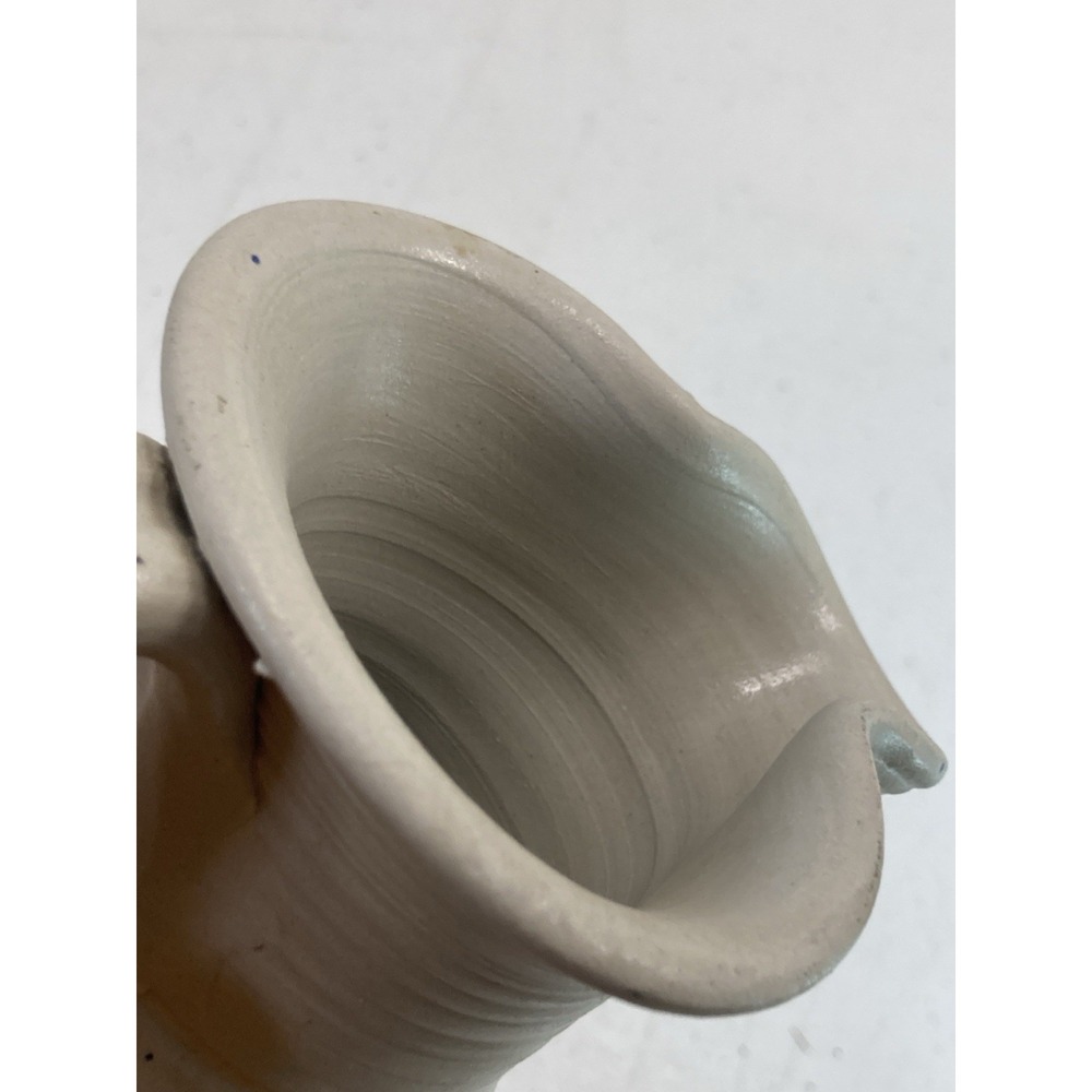 Vtg Williamsburg Art Pottery Salt Glazed Cobalt Blue Leaves‎ Pitcher Jug - Picture 9 of 13